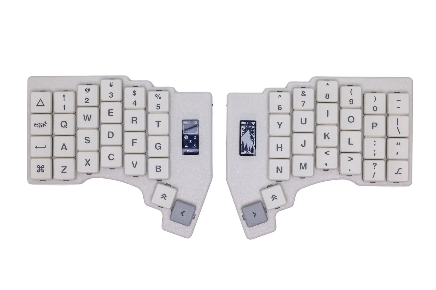 Mantaray Pro Wireless keyboard in white on a white background.